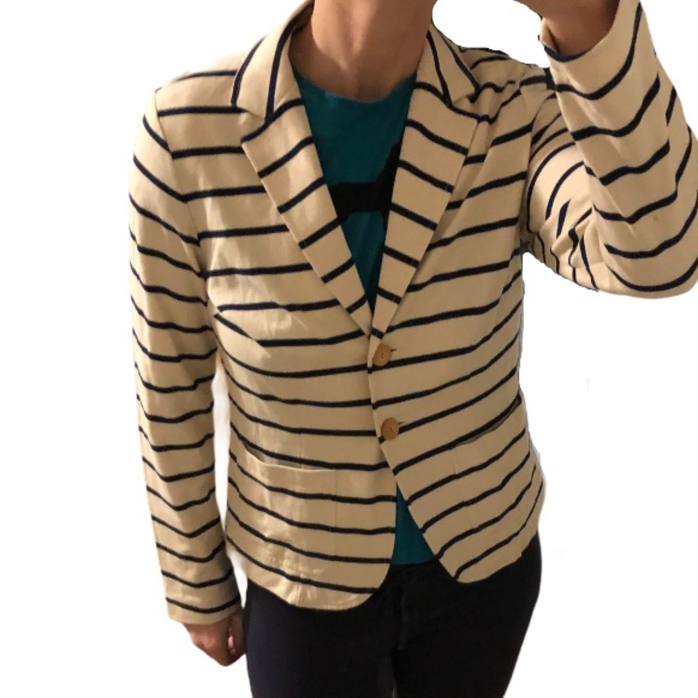 J. McLaughlin Blazer Cream+Navy (M) - Picture 2 of 9